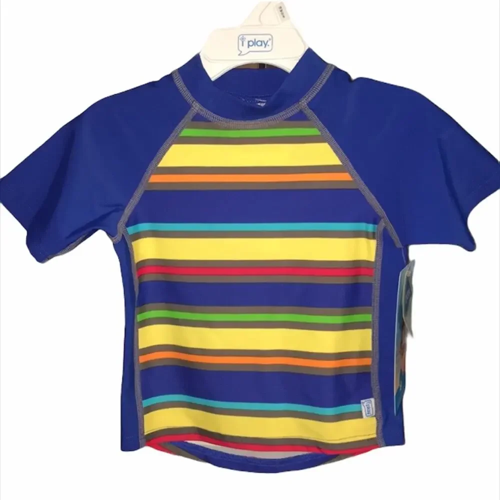 I Play Striped Swim Top Size 12-18 Months Blue Yellow